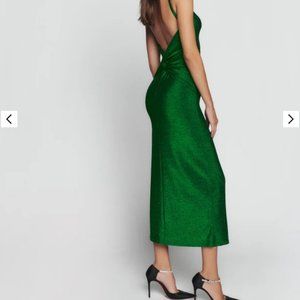 Reformation Breslin Dress - Emerald Sparkle - Size M
